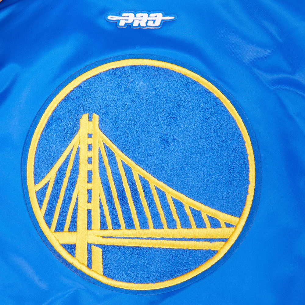 NBA GOLDEN STATE WARRIORS RETRO CLASSIC LITTLE BOYS RIB SATIN JACKET (ROYAL BLUE) - Image 9