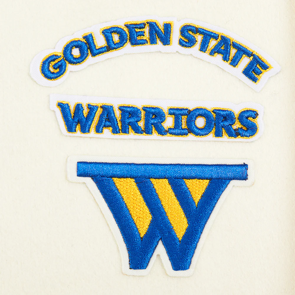 NBA GOLDEN STATE WARRIORS RETRO CLASSIC LITTLE BOYS RIB WOOL VARSITY JACKET (EGGSHELL/ROYAL BLUE) - Image 6