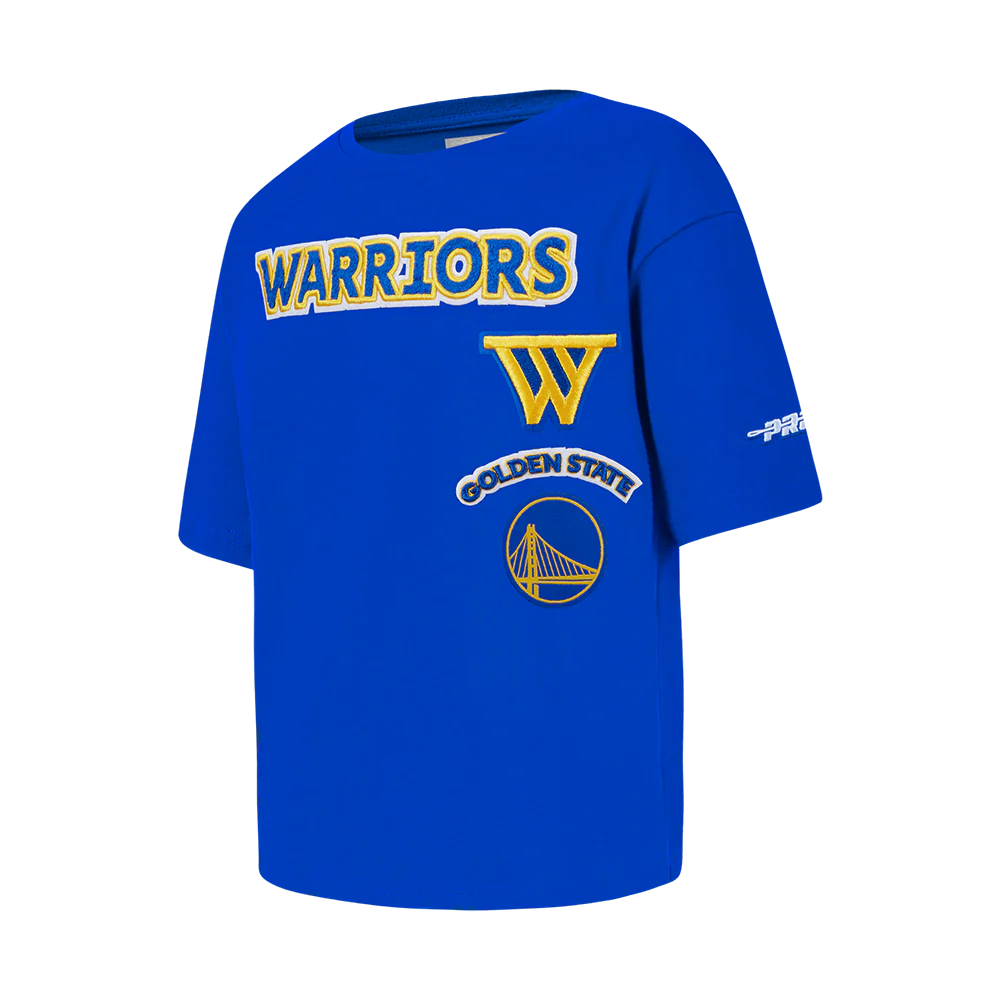 NBA GOLDEN STATE WARRIORS RETRO CLASSIC LITTLE GIRLS SHORT SLEEVE BOXY TEE (ROYAL BLUE) - Image 2