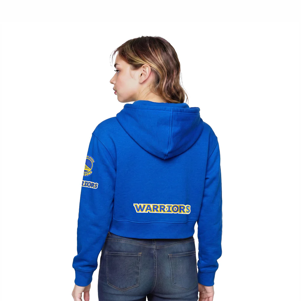 NBA GOLDEN STATE WARRIORS CLASSIC LITTLE GIRLS FLEECE FULL ZIP HOODIE (ROYAL BLUE) - Image 2