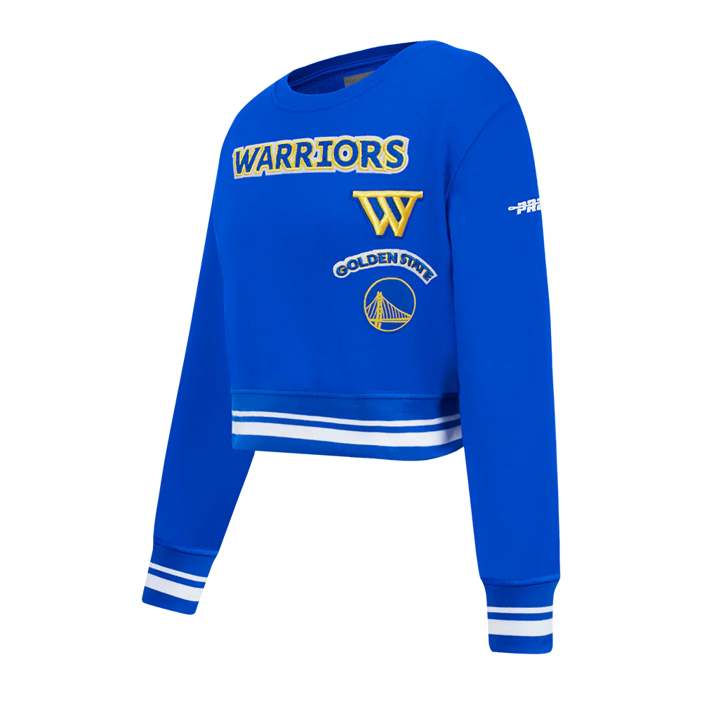 NBA GOLDEN STATE WARRIORS RETRO CLASSIC LITTLE GIRLS RIB FLEECE CREWNECK (ROYAL BLUE) - Image 2