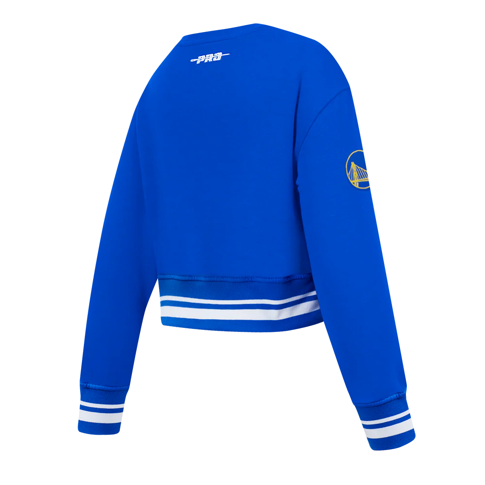 NBA GOLDEN STATE WARRIORS RETRO CLASSIC LITTLE GIRLS RIB FLEECE CREWNECK (ROYAL BLUE) - Image 4
