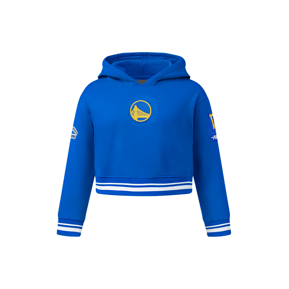 NBA GOLDEN STATE WARRIORS RETRO CLASSIC LITTLE GIRLS  RIB FLEECE PULLOVER HOODIE (ROYAL BLUE)