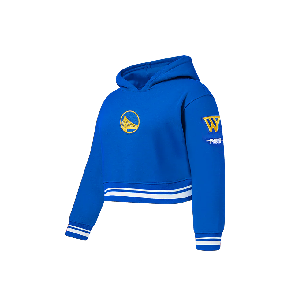 NBA GOLDEN STATE WARRIORS RETRO CLASSIC LITTLE GIRLS  RIB FLEECE PULLOVER HOODIE (ROYAL BLUE) - Image 2