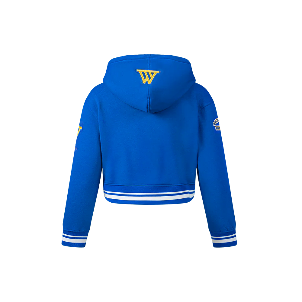 NBA GOLDEN STATE WARRIORS RETRO CLASSIC LITTLE GIRLS  RIB FLEECE PULLOVER HOODIE (ROYAL BLUE) - Image 3