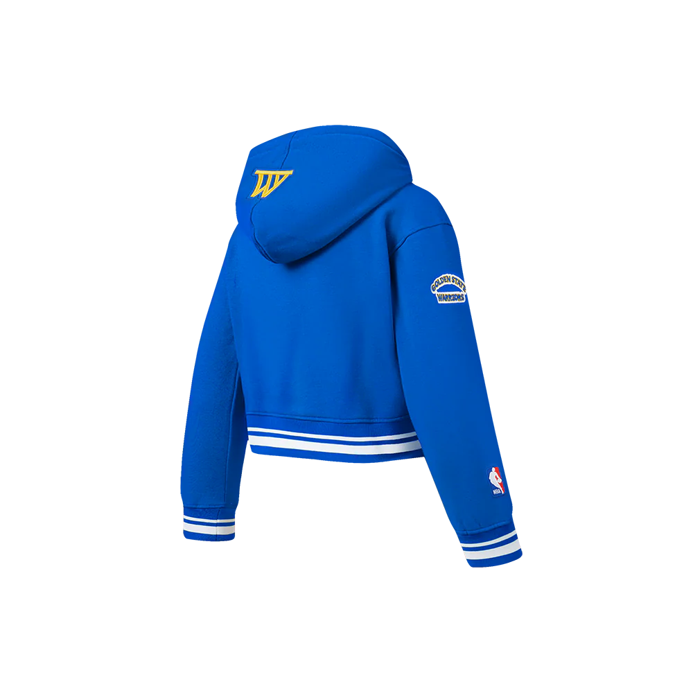 NBA GOLDEN STATE WARRIORS RETRO CLASSIC LITTLE GIRLS  RIB FLEECE PULLOVER HOODIE (ROYAL BLUE) - Image 4