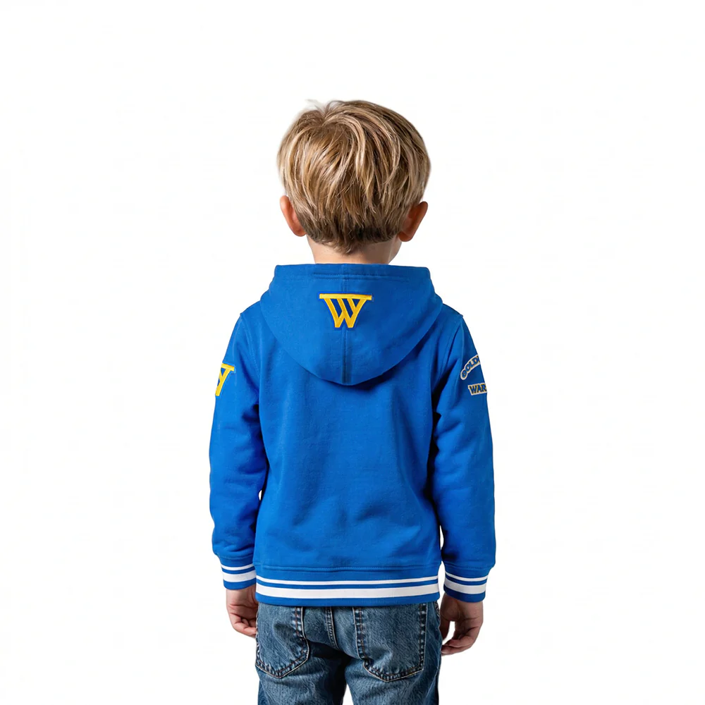 NBA GOLDEN STATE WARRIORS RETRO CLASSIC TODDLER BOYS RIB FLEECE PULLOVER HOODIE (ROYAL BLUE) - Image 2