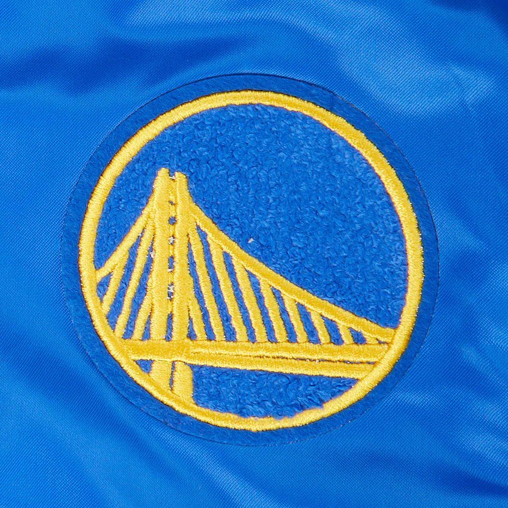 NBA GOLDEN STATE WARRIORS RETRO CLASSIC TODDLER BOYS RIB SATIN JACKET (ROYAL BLUE) - Image 5