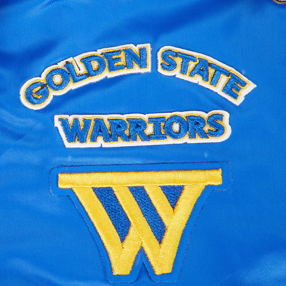 NBA GOLDEN STATE WARRIORS RETRO CLASSIC TODDLER BOYS RIB SATIN JACKET (ROYAL BLUE) - Image 6