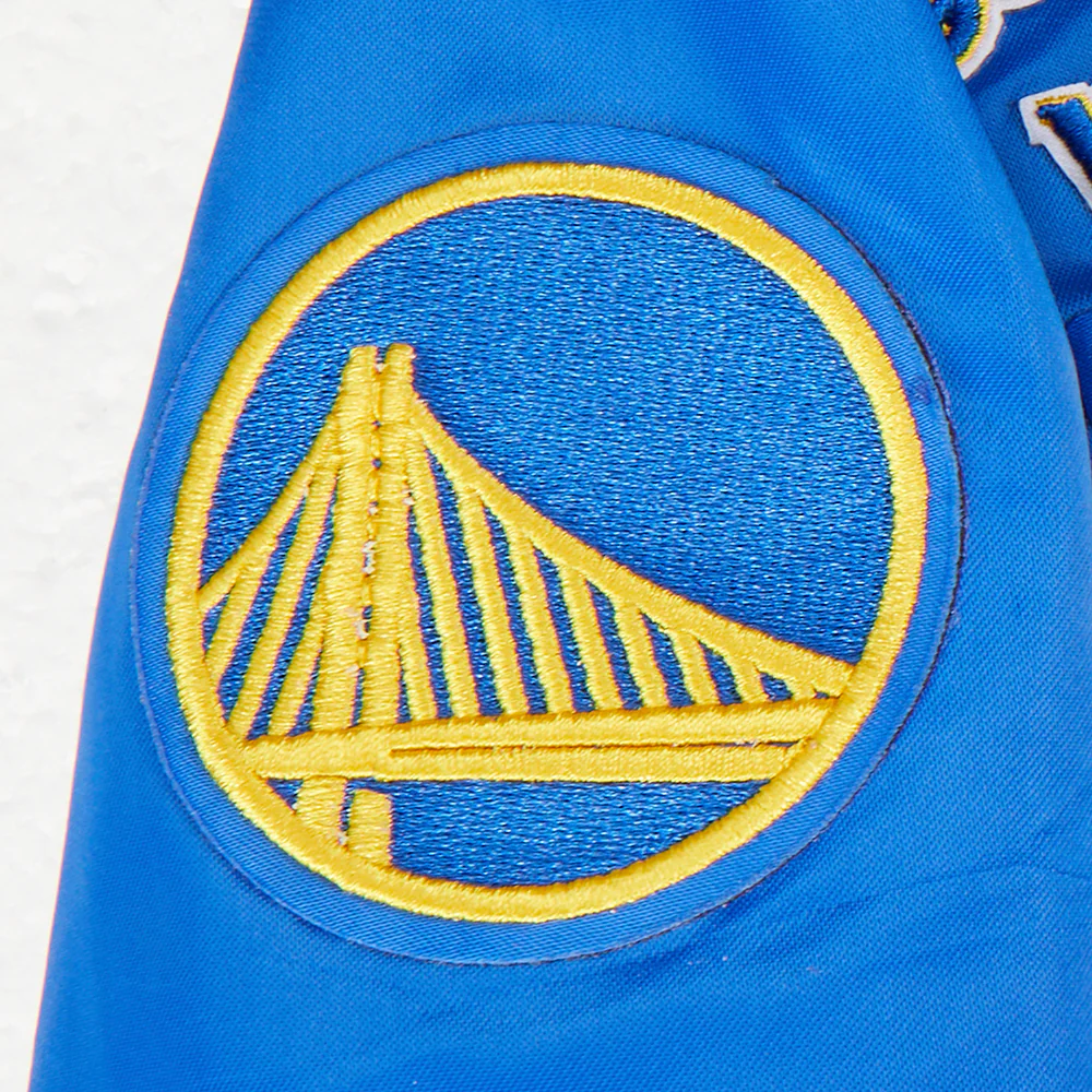 NBA GOLDEN STATE WARRIORS RETRO CLASSIC TODDLER BOYS RIB SATIN JACKET (ROYAL BLUE) - Image 7