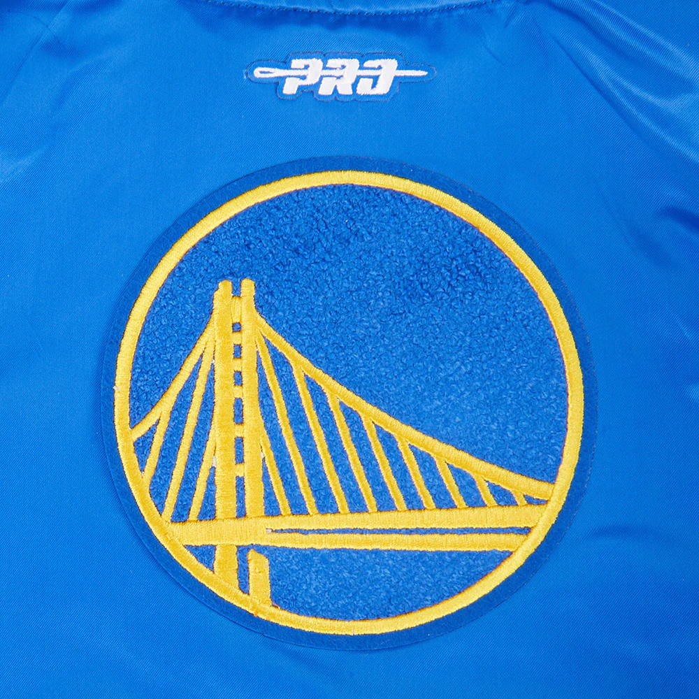 NBA GOLDEN STATE WARRIORS RETRO CLASSIC TODDLER BOYS RIB SATIN JACKET (ROYAL BLUE) - Image 9