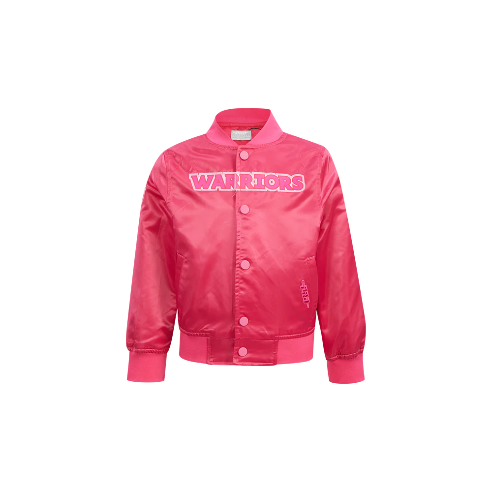 NBA GOLDEN STATE WARRIORS TRIPLE PINK TODDLER GIRLS SATIN JACKET (BEETROOT PURPLE)