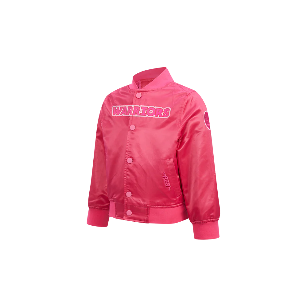 NBA GOLDEN STATE WARRIORS TRIPLE PINK TODDLER GIRLS SATIN JACKET (BEETROOT PURPLE) - Image 2