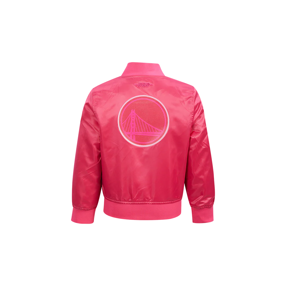 NBA GOLDEN STATE WARRIORS TRIPLE PINK TODDLER GIRLS SATIN JACKET (BEETROOT PURPLE) - Image 3