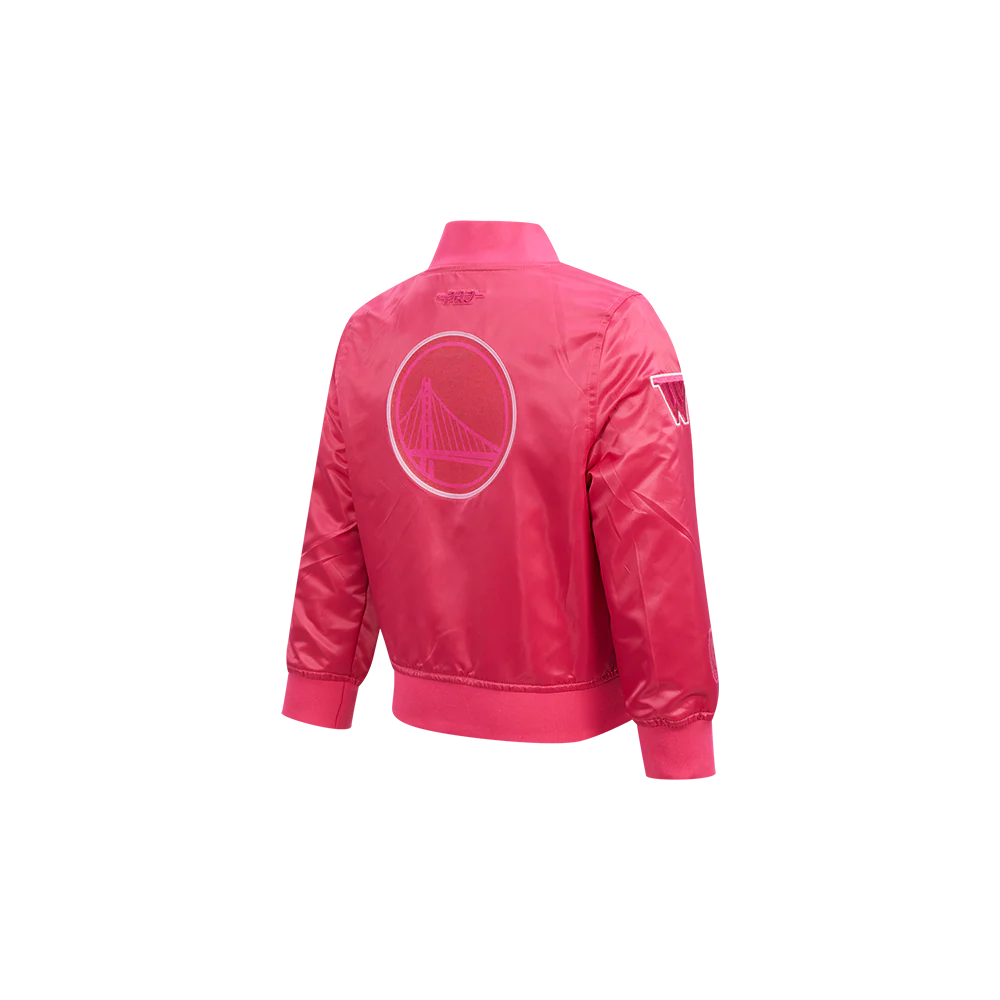 NBA GOLDEN STATE WARRIORS TRIPLE PINK TODDLER GIRLS SATIN JACKET (BEETROOT PURPLE) - Image 4