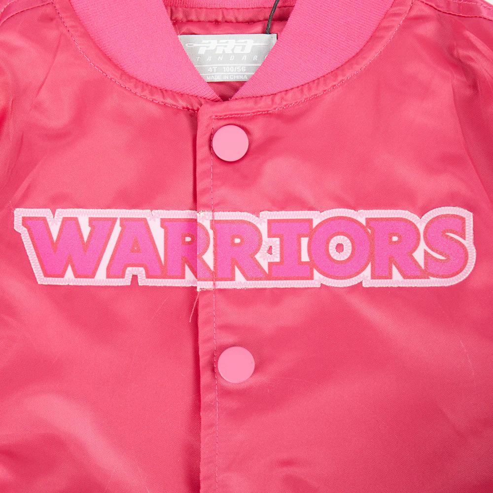 NBA GOLDEN STATE WARRIORS TRIPLE PINK TODDLER GIRLS SATIN JACKET (BEETROOT PURPLE) - Image 5