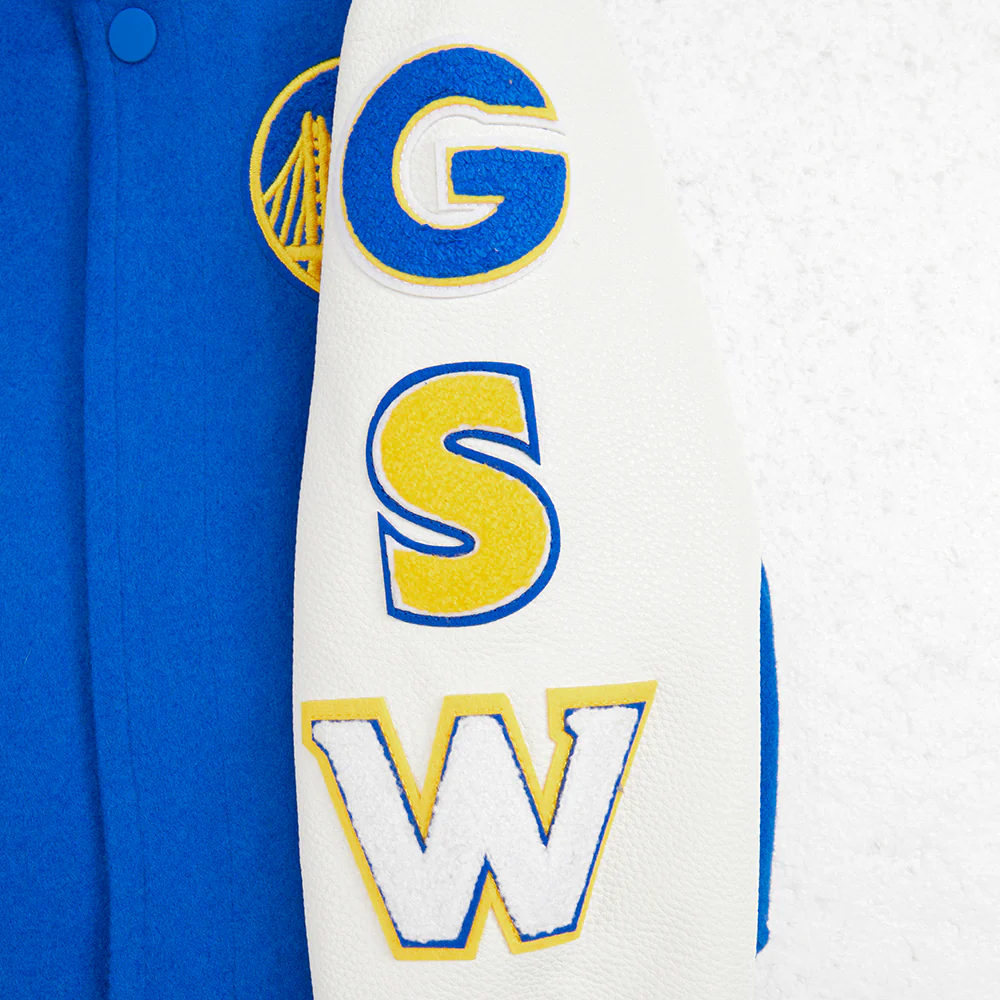 NBA GOLDEN STATE WARRIORS CLASSIC TODDLER BOYS WOOL VARSITY JACKET (ROYAL BLUE/WHITE) - Image 6