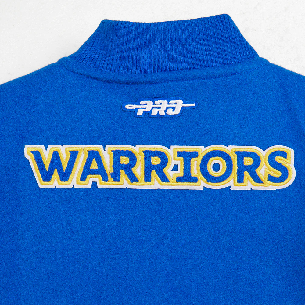 NBA GOLDEN STATE WARRIORS CLASSIC TODDLER BOYS WOOL VARSITY JACKET (ROYAL BLUE/WHITE) - Image 9