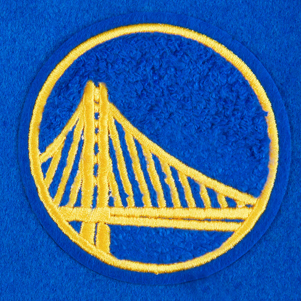 NBA GOLDEN STATE WARRIORS RETRO CLASSIC TODDLER BOYS RIB WOOL VARSITY JACKET (ROYAL BLUE/WHITE) - Image 5