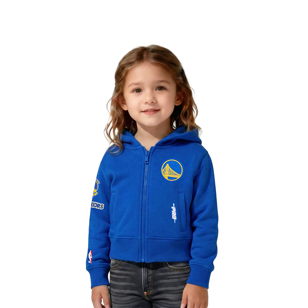 NBA GOLDEN STATE WARRIORS CLASSIC TODDLER GIRLS FLEECE FULL ZIP HOODIE  (ROYAL BLUE)
