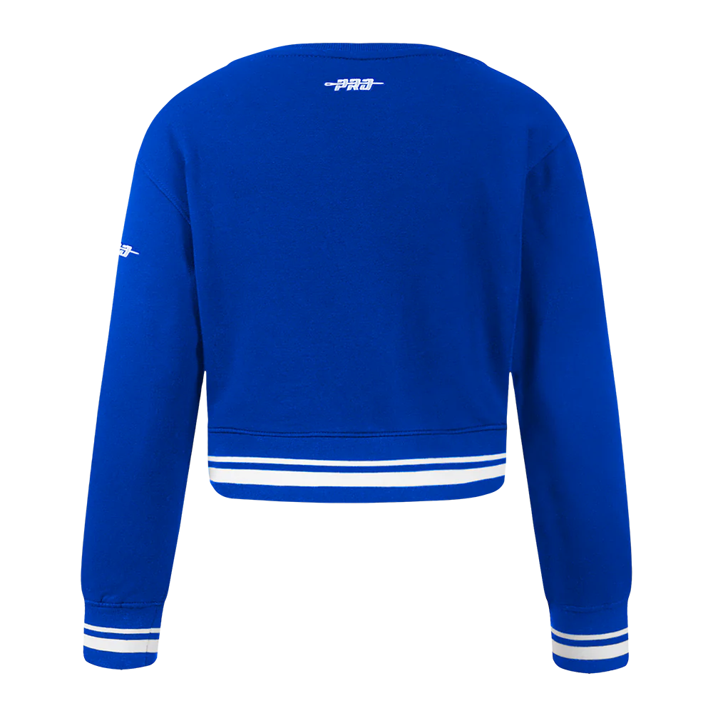 NBA GOLDEN STATE WARRIORS RETRO CLASSIC TODDLER GIRLS RIB FLEECE CREWNECK (ROYAL BLUE) - Image 3