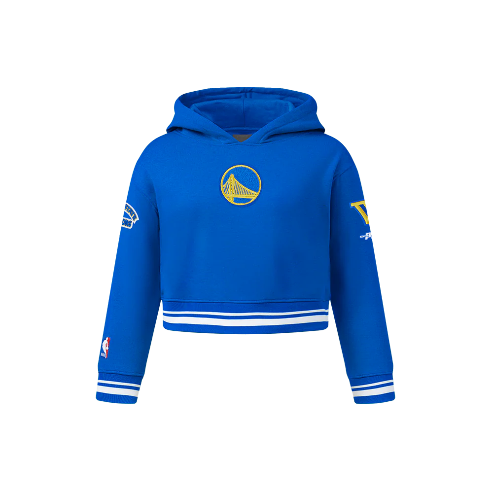 NBA GOLDEN STATE WARRIORS RETRO CLASSIC TODDLER GIRLS RIB FLEECE PULLOVER HOODIE (ROYAL BLUE)