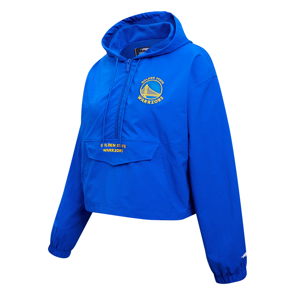 NBA GOLDEN STATE WARRIORS CLASSIC WIND WOVEN WOMEN'S 1/2 JACKET (ROYAL BLUE) - Image 2