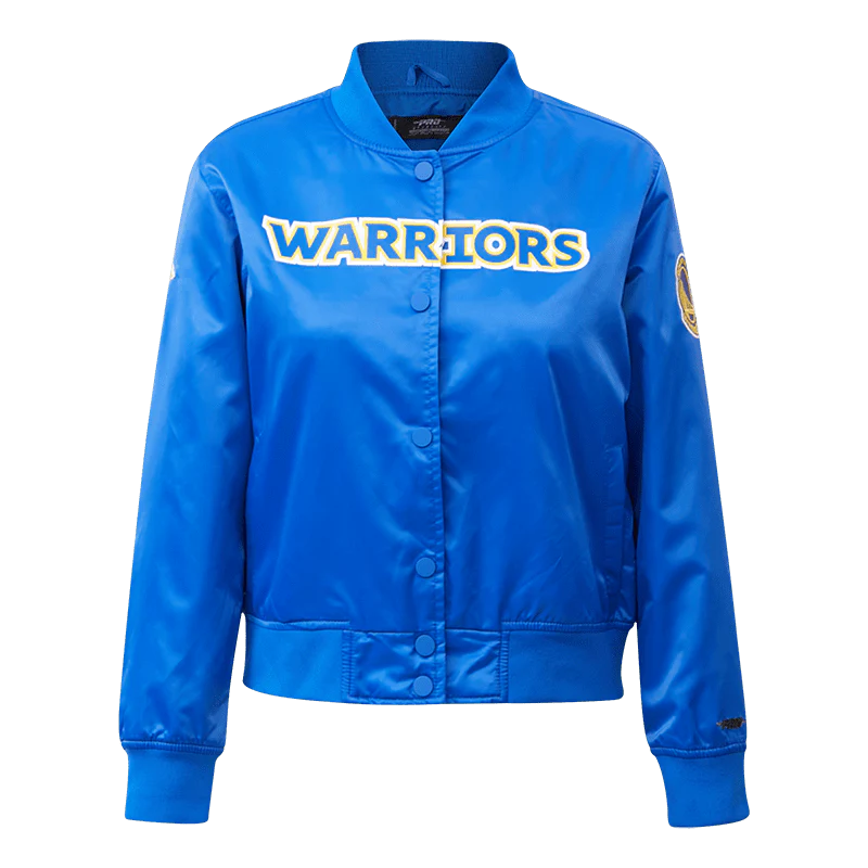 NBA GOLDEN STATE WARRIORS CLASSIC WOMEN'S SATIN JACKET (ROYAL BLUE)