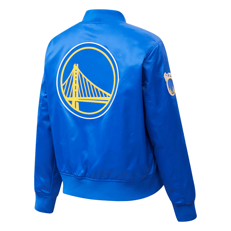 NBA GOLDEN STATE WARRIORS CLASSIC WOMEN'S SATIN JACKET (ROYAL BLUE) - Image 3