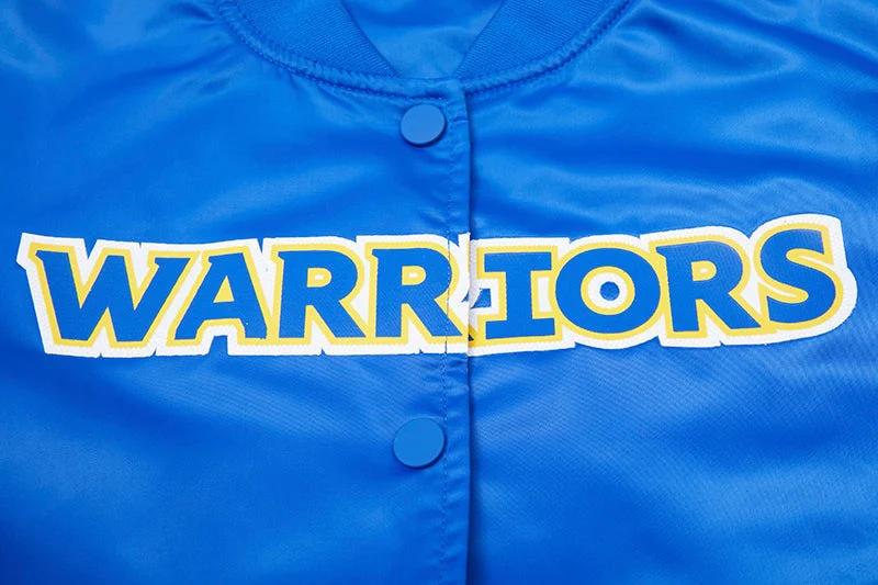 NBA GOLDEN STATE WARRIORS CLASSIC WOMEN'S SATIN JACKET (ROYAL BLUE) - Image 5