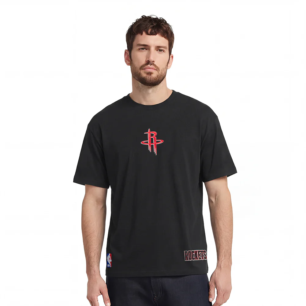 NBA HOUSTON ROCKETS WINGSPAN MEN'S CJ DROP SHOULDER TEE (BLACK) - Image 2