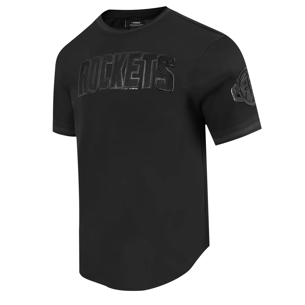 NBA HOUSTON ROCKETS TRIPLE BLACK MEN'S DOUBLE KNIT TEE SHORT SLEEVE (TRIPLE BLACK) - Image 4
