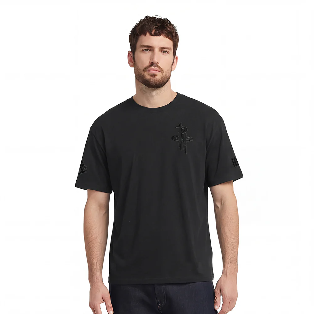 NBA HOUSTON ROCKETS NEUTRAL MEN'S DROP SHOULDER TEE (BLACK)