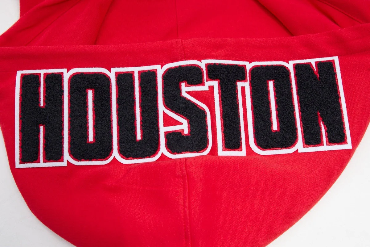 NBA HOUSTON ROCKETS CLASSIC CHENILLE MEN'S PO HOODIE (RED) - Image 9