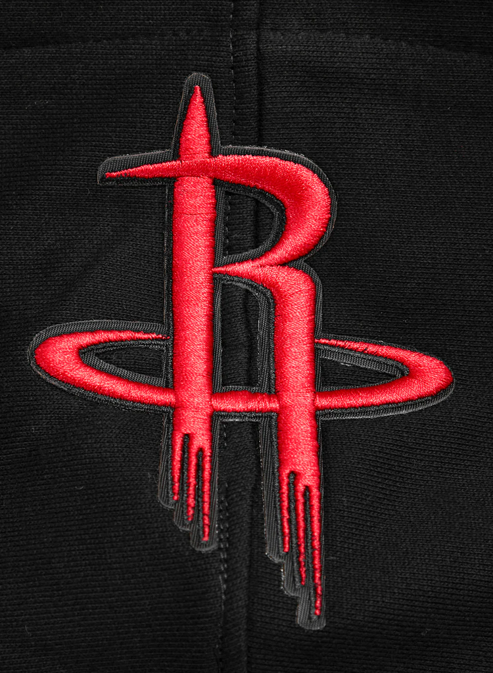NBA HOUSTON ROCKETS SCRIPT TAIL MEN'S RIB FLEECE PULLOVER HOODIE (BLACK/RED/BLACK) - Image 5