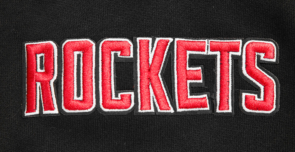 NBA HOUSTON ROCKETS SCRIPT TAIL MEN'S RIB FLEECE PULLOVER HOODIE (BLACK/RED/BLACK) - Image 7