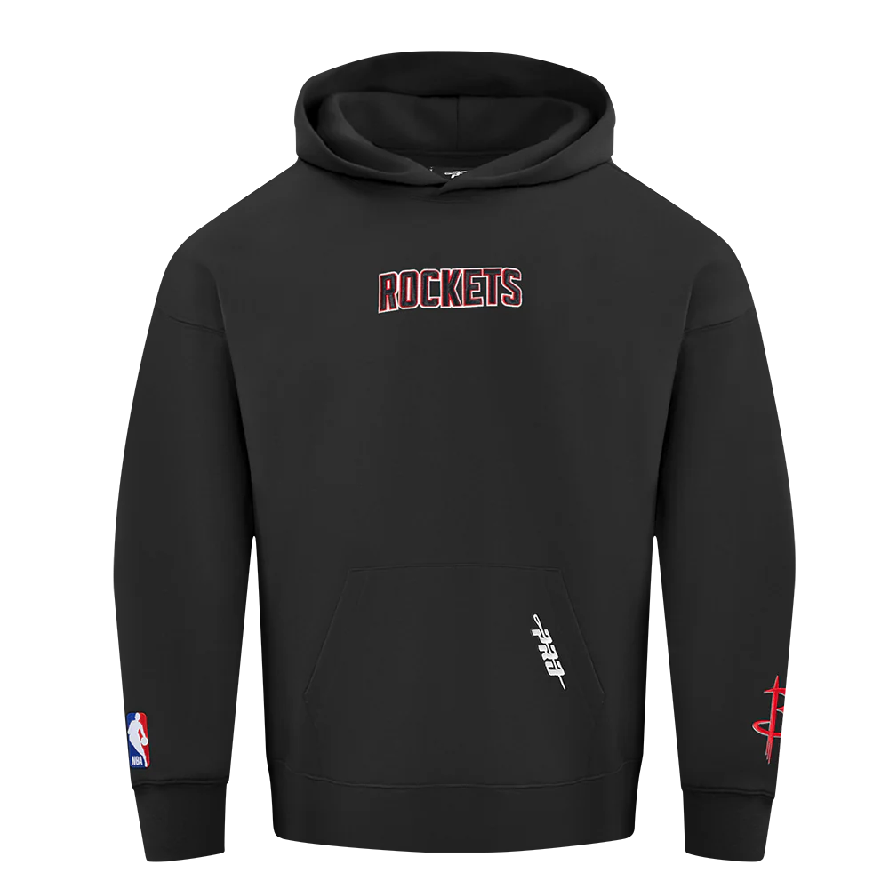 NBA HOUSTON ROCKETS WINGSPAN MEN'S DROP SHOULDER FLEECE PULLOVER HOODIE (BLACK) - Image 3
