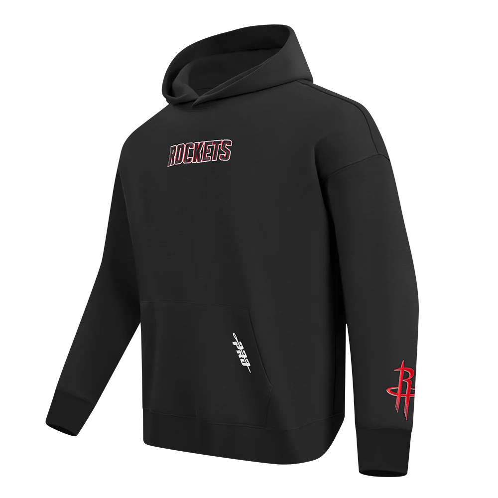 NBA HOUSTON ROCKETS WINGSPAN MEN'S DROP SHOULDER FLEECE PULLOVER HOODIE (BLACK) - Image 4