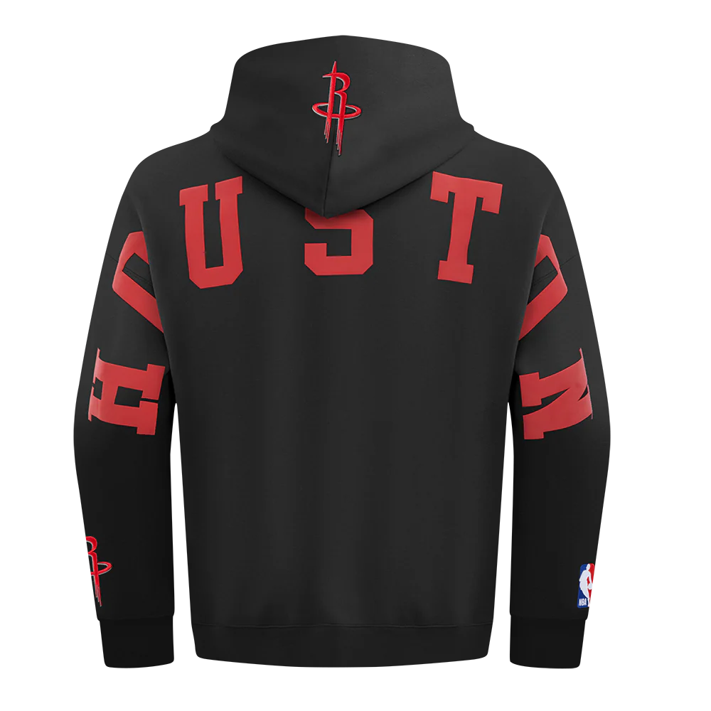 NBA HOUSTON ROCKETS WINGSPAN MEN'S DROP SHOULDER FLEECE PULLOVER HOODIE (BLACK) - Image 5