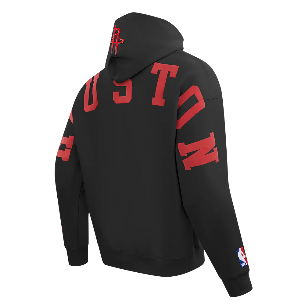 NBA HOUSTON ROCKETS WINGSPAN MEN'S DROP SHOULDER FLEECE PULLOVER HOODIE (BLACK) - Image 6