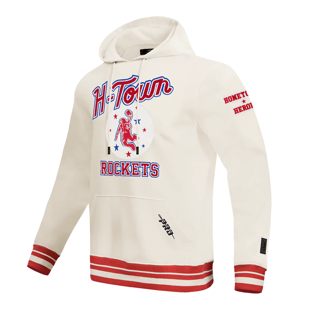 NBA HOUSTON ROCKETS CITY EDITION 25-26 MEN'S RIB FLC PO HOODIE (EGGSHELL/ RED) - Image 5