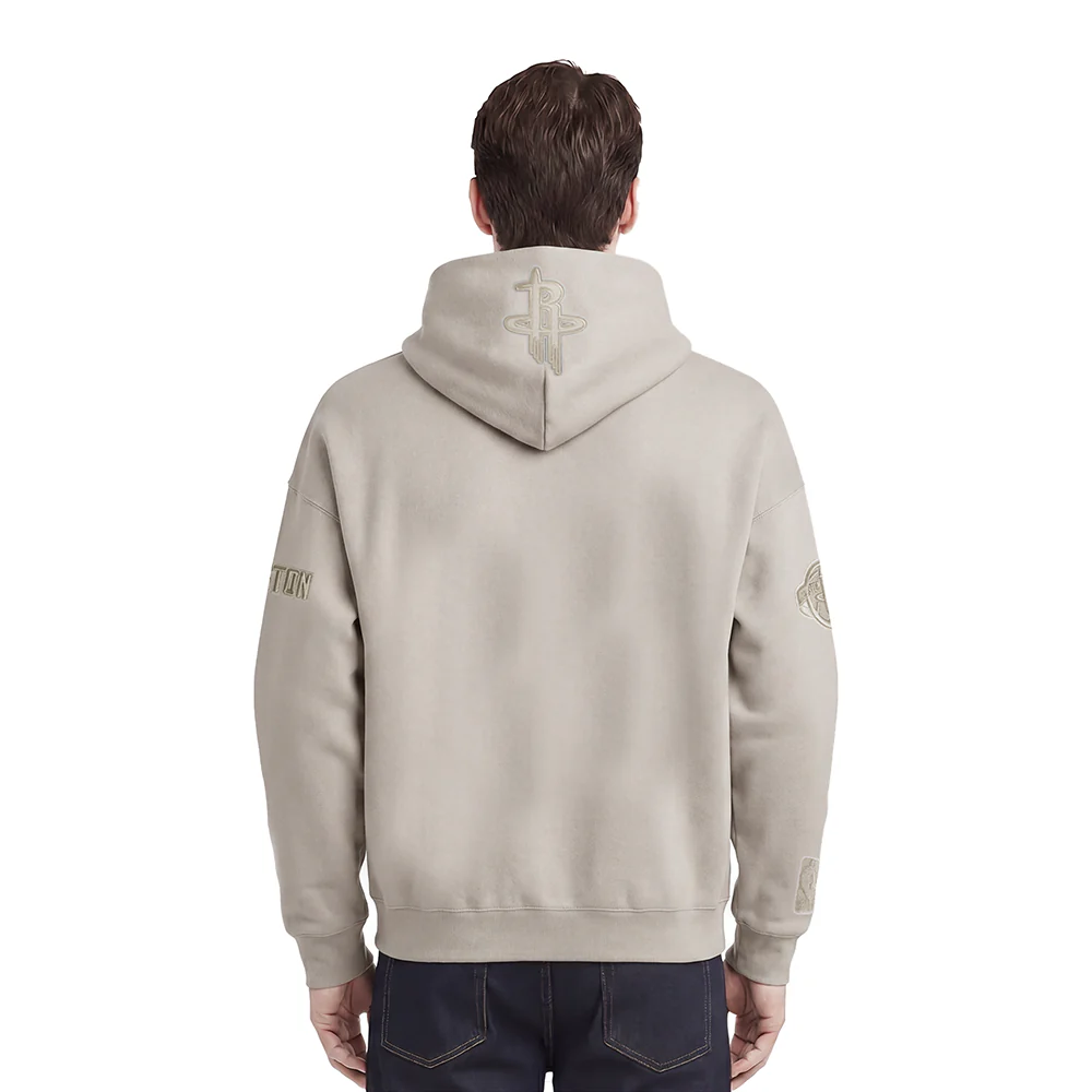 NBA HOUSTON ROCKETS NEUTRAL MEN'S DROP SHOULDER PULLOVER HOODIE (TAUPE) - Image 2