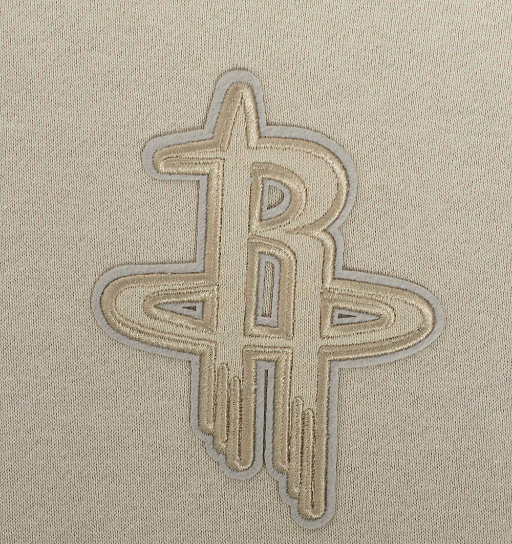NBA HOUSTON ROCKETS NEUTRAL MEN'S DROP SHOULDER PULLOVER HOODIE (TAUPE) - Image 7