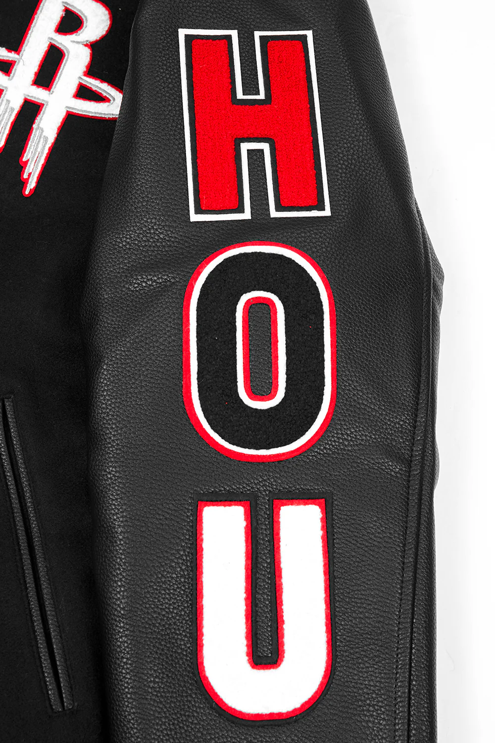 NBA HOUSTON ROCKETS SCRIPT TAIL MEN'S RIB WOOL VARSITY (BLACK/RED/BLACK) - Image 8