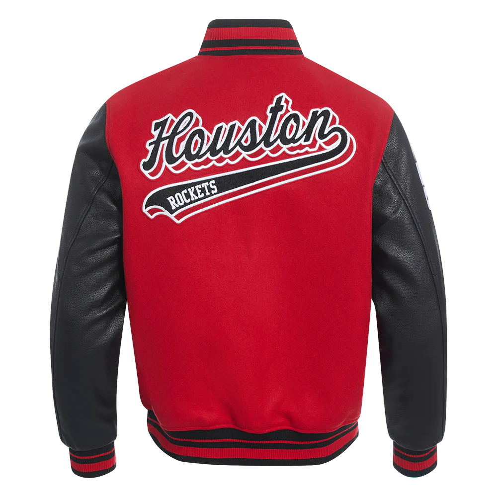 NBA HOUSTON ROCKETS SCRIPT TAIL MEN'S RIB WOOL VARSITY (RED/BLACK) - Image 3