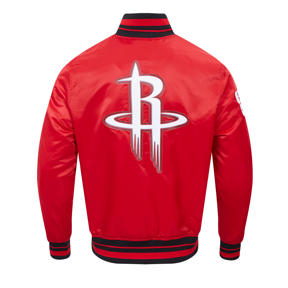 NBA HOUSTON ROCKETS SCRIPT TAIL MEN'S SATIN JACKET (RED/BLACK) - Image 4