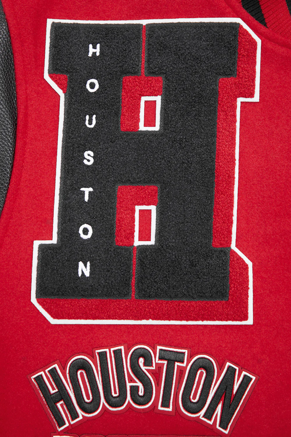 NBA HOUSTON ROCKETS MASHUP MEN'S RIB WOOL VARSITY JACKET (RED/BLACK) - Image 6
