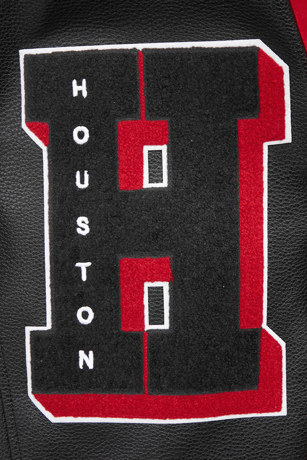 NBA HOUSTON ROCKETS MASHUP MEN'S RIB WOOL VARSITY JACKET (RED/BLACK) - Image 9