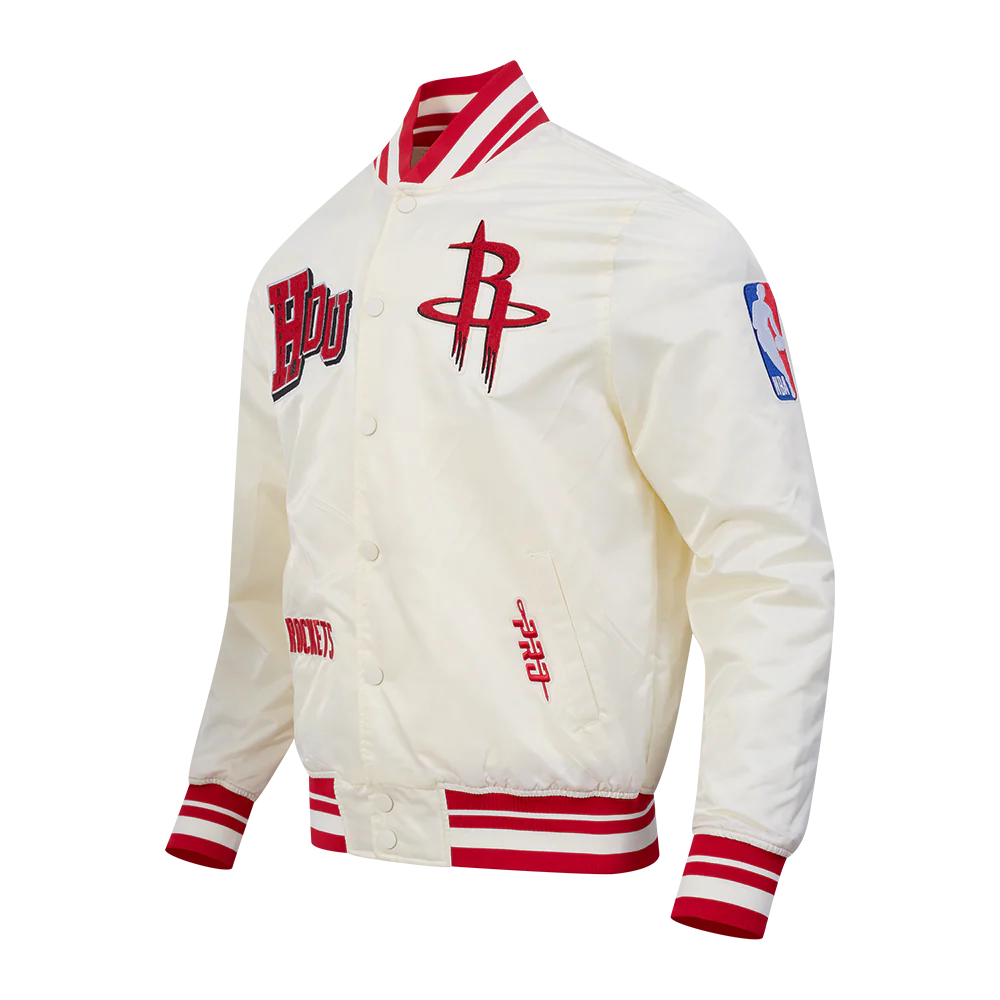 HOUSTON ROCKETS BEST OF MEN'S RIB SATIN JACKET (EGGSHELL/ RED) - Image 5