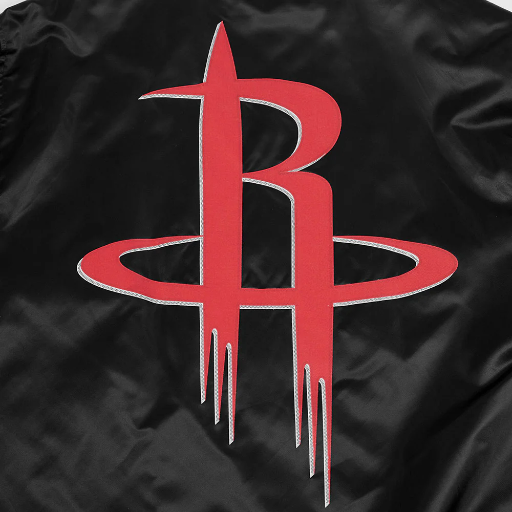NBA HOUSTON ROCKETS BIG LOGO MEN'S SATIN JACKET (BLACK) - Image 10